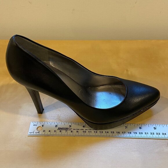Marc Fisher Black Leather Platform High Heels s - Womens Size 9.5 - Picture 12 of 16